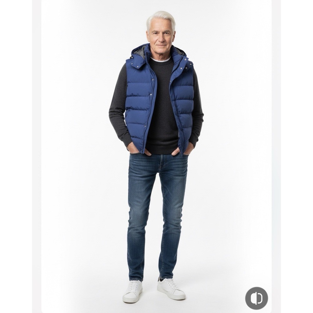 Lole‎ Odin 700 Down Vest Mens Size XL Navy Hooded Waterproof 8K Outdoor Casual